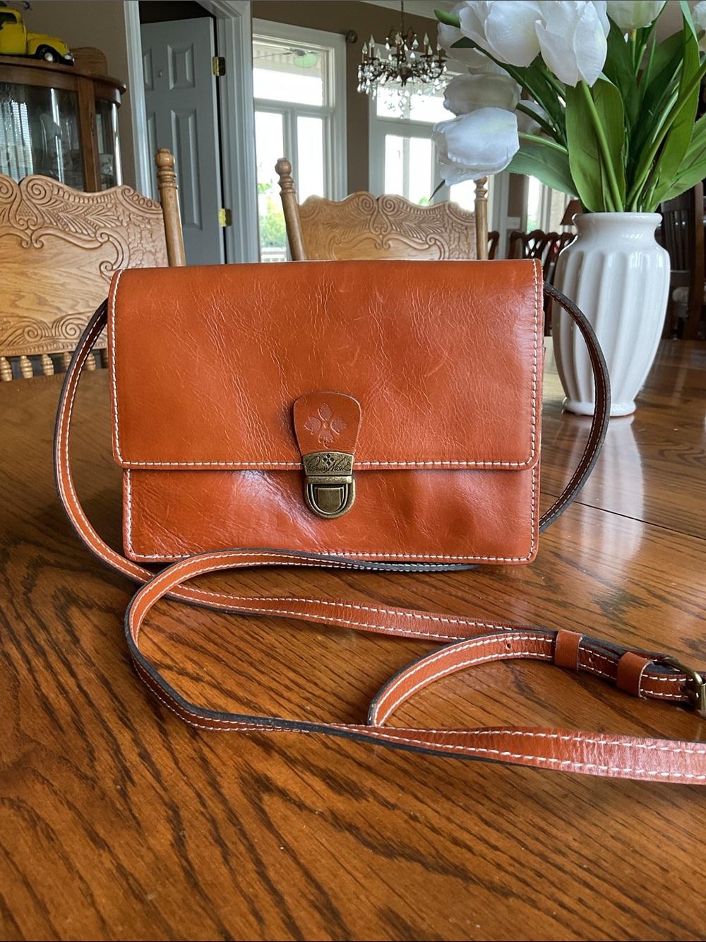 Patricia Nash Lanza Brown Leather Crossbody